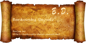Benkovsky Dezső névjegykártya